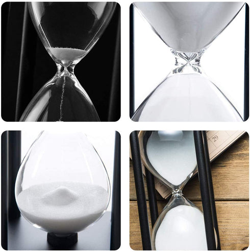 JIDUO Hourglass Timer 30/60 Minutes Wood Sand Hourglass Clock for Creative Gifts Room Decor Office Kitchen Decor Birthday (30 min, White)