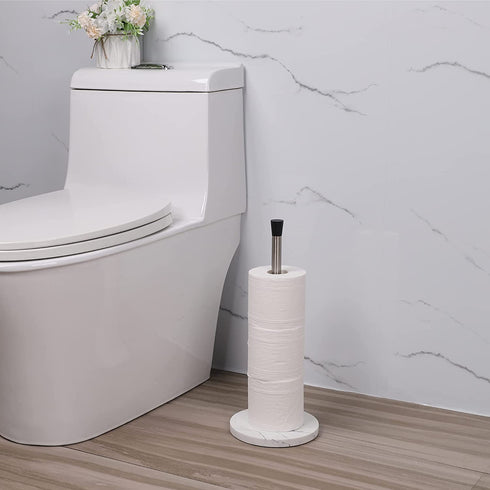 ZCCZ Free Standing Toilet Paper Holder Stand, Bathroom Toilet Roll Tissue Holder Stand Toilet Paper Storage for Bathroom Organization and Storage, Fit Any Size Toilet Rolls, Brushed Nickel