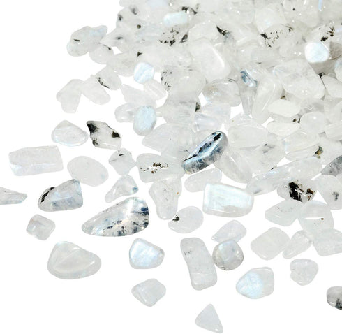 Rockcloud 1 lb Moon Stone Tumbled Chips Crushed Stone Healing Reiki Crystal Jewelry Making Home Decoration