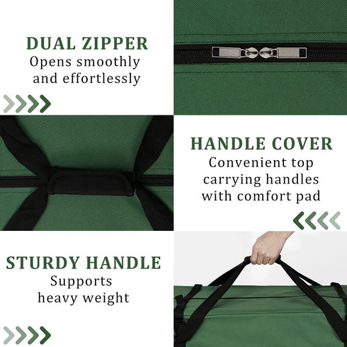 AerWo Christmas Tree Storage Bag, Extra Large Christmas Storage Containers Fits Up to 9ft Artificial Tree, Heavy-Duty Waterproof 600D Oxford Xmas Holiday Tree Bag with Card Slot(65? X 31? X 15?, Green)