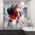 Hiyoo Christmas Santa Claus Shower Curtain with Hooks, Xmas New Year Home Decorations Winter Bathroom Decor Waterproof Polyester Fabric Shower Curtain - Happy Santa Gift-Giving 60" W x 72" L