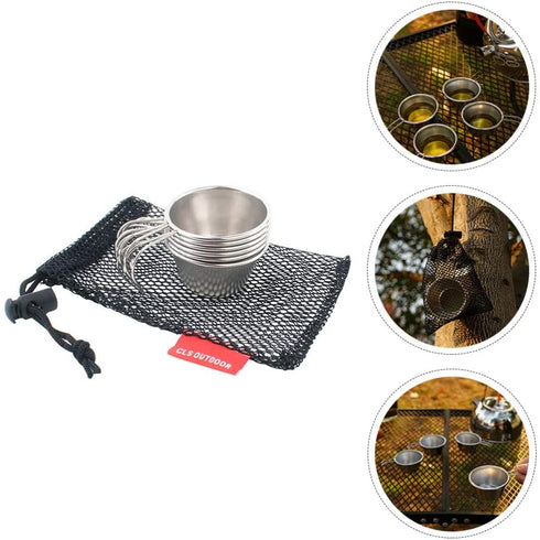 BESPORTBLE 6pcs Outdoor Stainless Steel Sierra Cups Camping Bowls with Folding Handle Soup Ladles for Outdoor Camping Hiking
