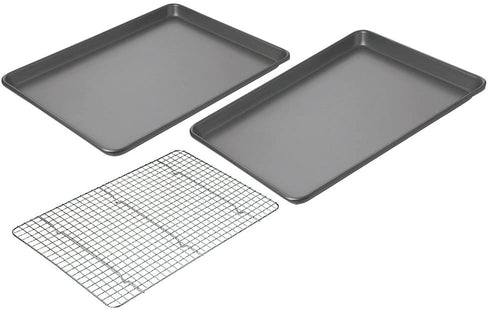 Chicago Metallic Professional Non-Stick Cookie/Jelly-Roll Pan Set with Cooling Rack, 17-Inch-by-12.25-Inch