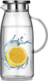 Artcome 60 Ounces Glass Iced Tea Pitcher with Stainless Steel Strainer Lid, Hot/Cold Water Jug, Juice Beverage Carafe