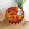 IBILIU Beautiful Dragon and Phoenix Round Tablecloth 60 Inch,Waterproof Washable Wrinkle Resistant Table Cover Harmony Marriage Golden Red Table Clothes for Dining Table Christmas Halloween Holiday