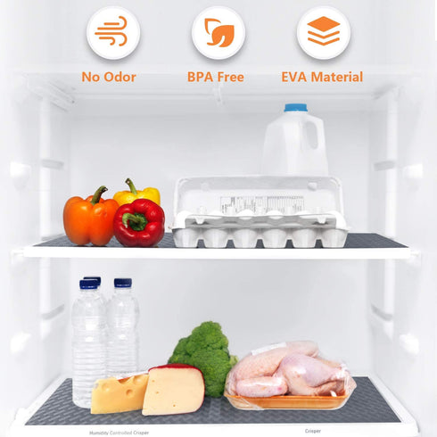 Shelf Liners for Kitchen Cabinets Refrigerator Liners Waterproof & Oil-Proof Kitchen Cupboard Liner Non-Slip Drawer Mats EVA Material Non Adhesive Fridge Liner for Shelves - Gray 11.8 x 59 Inches