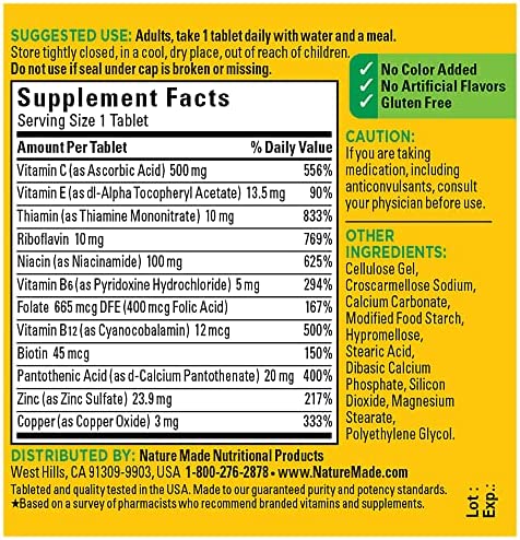 Nature Made Stress B Complex with Vitamin C and Zinc, Dietary Supplement for Immune Support, 75 Tablets, 75 Day Supply