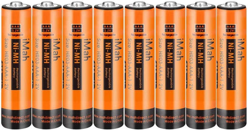 8-Pack iMah 1.2V 750mAh Ni-MH AAA Rechargeable Batteries for Panasonic Cordless Phone Also Compatible with BK30AAABU BK40AAABU HHR-55AAABU HHR-65AAABU HHR-75AAA/B HHR-4DPA/4B BT205662 and Solar Lights