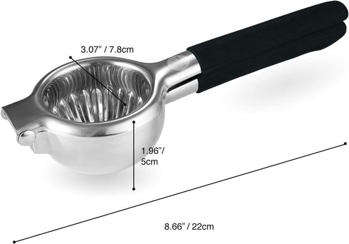 HELLO CUCINA Stainless Steel With Silicon Handle Top Quality Lemon Squeezer, Premium Manual Citrus Juicer, Portable Hand Held Fruit Juice Press - an Essential Kitchen Extractor Gadget