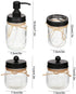 Aebor Mason Jar Bathroom Accessories Set(4 Pcs)-Foaming Soap Dispenser &2 Cotton Swab Holder Set &Toothbrush Holder(Black)