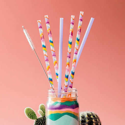 Swig Life Luxy Leopard + Blush Tall Straw Set & Cleaning Brush, Each Straw is 10.25 inch Long (Fits Swig Life 20oz Tumblers, 22oz Tumblers, and 32oz Tumblers)