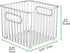 mDesign Metal Bathroom Storage Organizer Basket Bin - Farmhouse Wire Grid Design - for Cabinets, Shelves, Closets, Vanity Countertops, Bedrooms, Under Sinks - Square, 2 Pack - Chrome