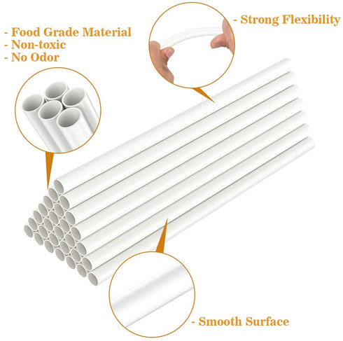 24 Pieces Plastic Cake Dowel Rod White Cake Dowel Rods, 0.4 Inch Diameter Support Rods for Stacking Tiered Cake Cake Sticks (12 Inch)