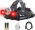 BORUIT RJ-3000 LED Rechargeable Headlamp,3 Modes White and Red LED Hunting Headlamps,5000 Lumens Tactical Flashlight Red Light Head Lamp for Running Camping Hiking Fishing