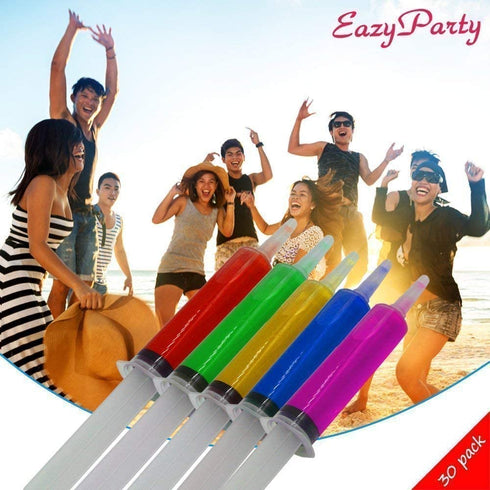 Jello Party Syringes with 5 Extra Caps, 30 Pack Reusable 2oz Plastic Party shots Syringes, and Cleaning Brush,great for filling Jello, Pudding, Patrick's Day, Graduation party