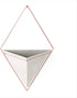 Umbra Trigg Hanging Planter Vase & Geometric Wall Decor Ceramic Container - Great For Succulent Plants, Air Plant, Mini Cactus, Faux Plants and More, Large, Concrete/Copper