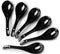 Chinese Soup Spoons Ceramic Asian Japanese Serving Spoon QHC KOCK 6.8 Inch Deep Porcelain Pho Spoon for Home Kitchen Supplies, Ramen Wonton Dumpling Miso, Noodle, Wontons (6.8 inch set of 6 Black)