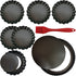 8 Pack Tart Pan 9.5 Inch & 4 Inch Mini Tart Pans Removable Bottom Quiche Pan Non-Stick Deep Baking Dish Pie Pan Heavy Duty Carbon Steel for Mousse Cakes, Dessert Baking- 1 Silicone Oil Brush