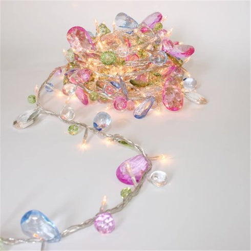 Battery Operated Indoor House String Lights Bohemia Style String with Colorful Jewels LED Fairy Christmas Lights Battery Powered 8 Mode RemoteTimer 30 Warm White LED Gift Lights for Bedroom Kids
