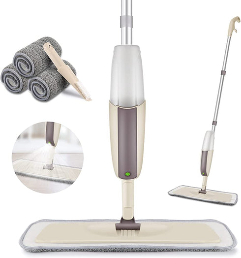 HOMTOYOU Spray Mop Upgrade for Floor Cleaning - Floor Mop with a Refillable Spray Bottle and 3 Washable Pads, Flat Mop for Home Kitchen Hardwood Laminate Wood Ceramic Tiles Floor Cleaning