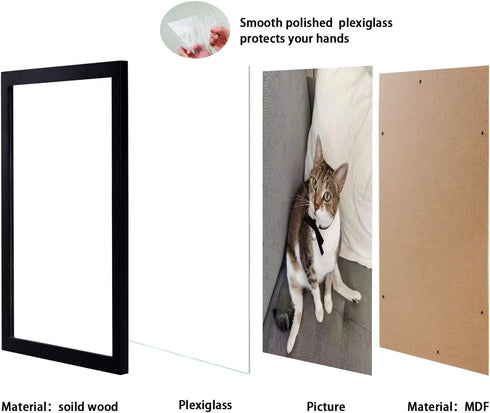 8x10 Picture Frame Set of 3 for Wall Mount or Tabletop Display,Made of Wood,Wall Mount 8" x 10"Photo Frame Poster Frames Decor,Black