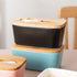 Porcelain Butter Dish with Knife & Wooden Lid, Candiicap Airtight Butter Keeper for Countertop, Large Butter Holder for East West Coast Butter(Matte Black)