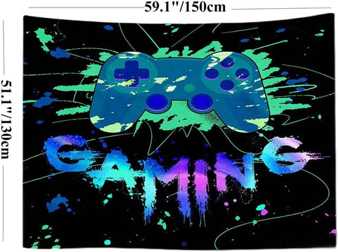 Gaming Tapestry for Teens Boys Men Kids Son 60X50 Inch Gamer Gamepad Playstation Video Game Action Buttons Wall Hangings Art Bedroom College Dorm Home Decor Gift