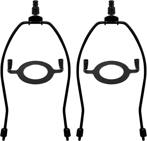 Lamp Shade Harps Holder Adjustable Kit - 8 10 Inch with E26 UNO Light Base Set Lampshades parts for Table and Floor Lamps finials Bracket Light Fitting - 2 Pack (Black, 8 Inch)