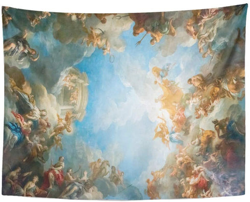 Tarolo Decor Wall Tapestry Versailles Paris France April 18 Ceiling Painting in Hercules Room of the Royal Chateau on at Palace Near 80 x 60 Inches Wall Hanging Picnic for Bedroom Living Room Dorm