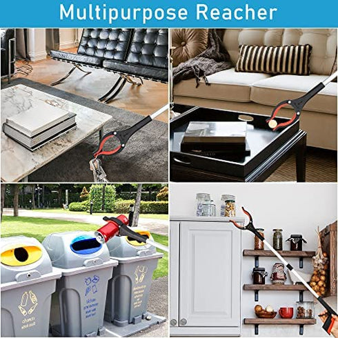 2022Newest Grabber Reacher Tool, 360° Rotating Head, Wide Jaw, 32" Foldable, Lightweight Trash Claw Grabbers for Elderly, Reaching Tool for Trash Pick Up Stick, Litter Picker, Arm Extension (Orange)