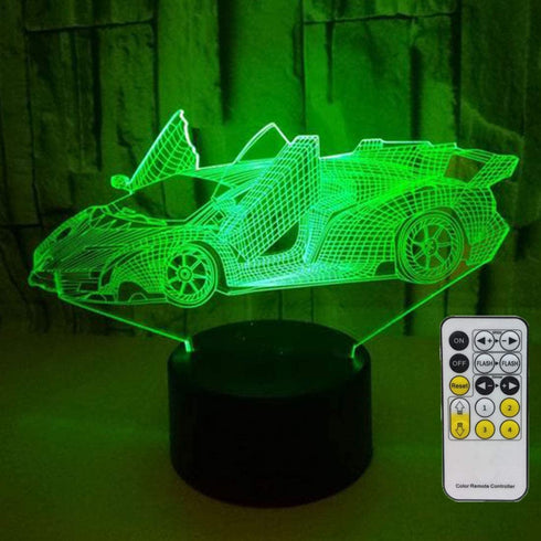 Novelty Race Car 3D Night Light 7 Colors Changing Nightlight with Smart Touch & Remote Control Optical Illusion Lamps for Kids or as Gifts for Women Kids Girls Boys