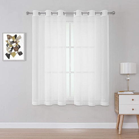 Pure White Sheer Curtain Panels 63 inches Long - 2 Panels Top Grade Gauze Grommet Solid Texture Soft Voile Window Drapes for Bedroom Living Room(38 Wide x 63-inch Length)