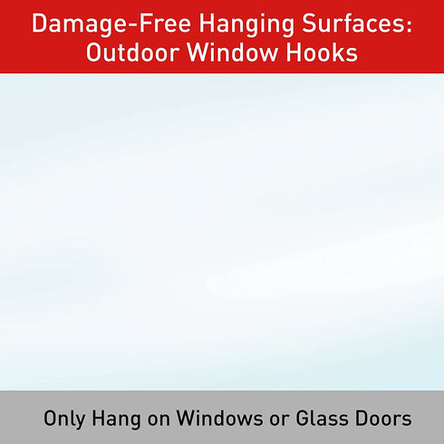 Command Outdoor Large Window Hooks, Total 4 Hooks with 8 Command Strips, 4 Pack of 1 Hook, Decorate Damage-Free