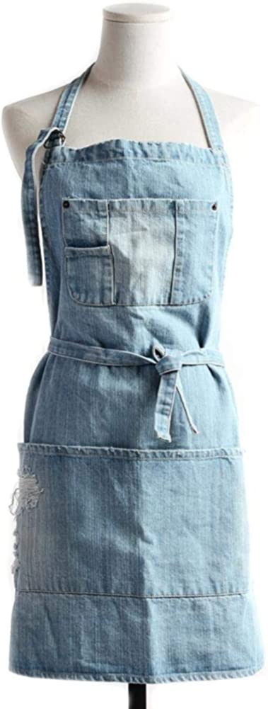Cotton Denim Apron Adjustable Baking Cooking Apron with Pockets for Kitchens
