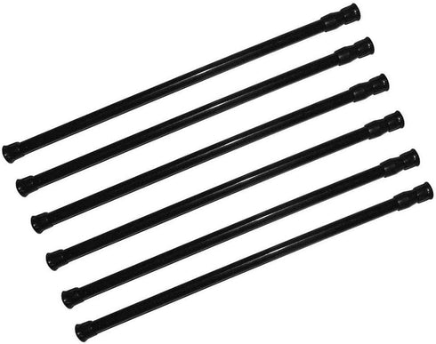 6 Pack Spring Tension Curtain Rod Adjustable Length for Kitchen, Bathroom, Cupboard, Wardrobe, Window, Bookshelf DIY Projects (Black - 6 Pack,15.7" to 28" Adjustable)