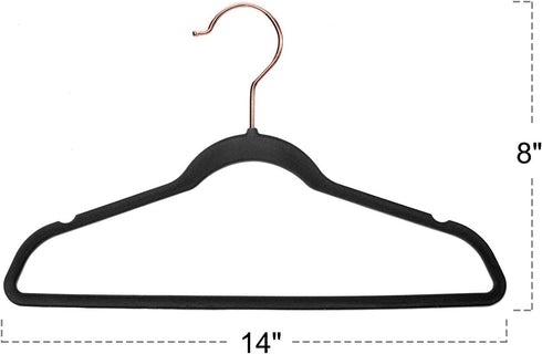 HOUSE DAY Kids Velvet Hangers,60 Pack Non Slip Baby Hangers Ultra Slim Space Saving Childrens Hangers,14" Size for Infant & Toddler Clothes (Black)
