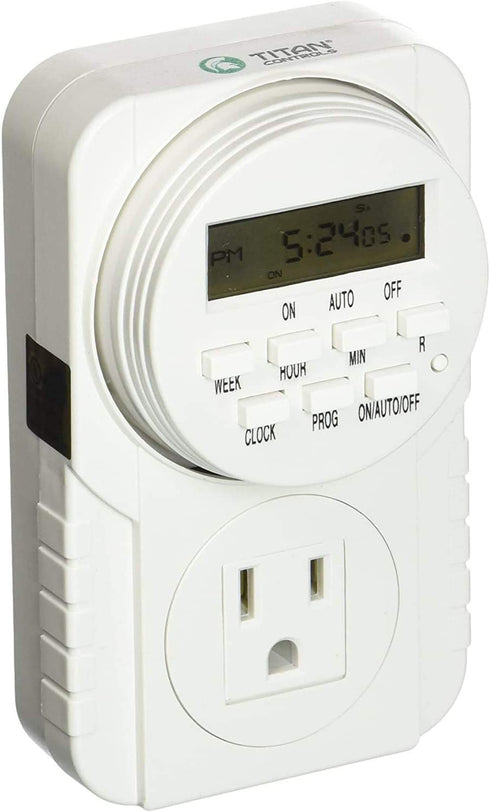 Titan Controls Apollo 7 - Single Outlet 24-Hour Digital Timer, Timing Solution for Hydroponics, 120 Volt