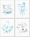 Confetti Fox Sea Nursery Pictures Wall Art Decor - 8x10 Unframed Set of 4 Prints - Kids Ocean Life Baby Animals - Whale Octopus Stingray Shark