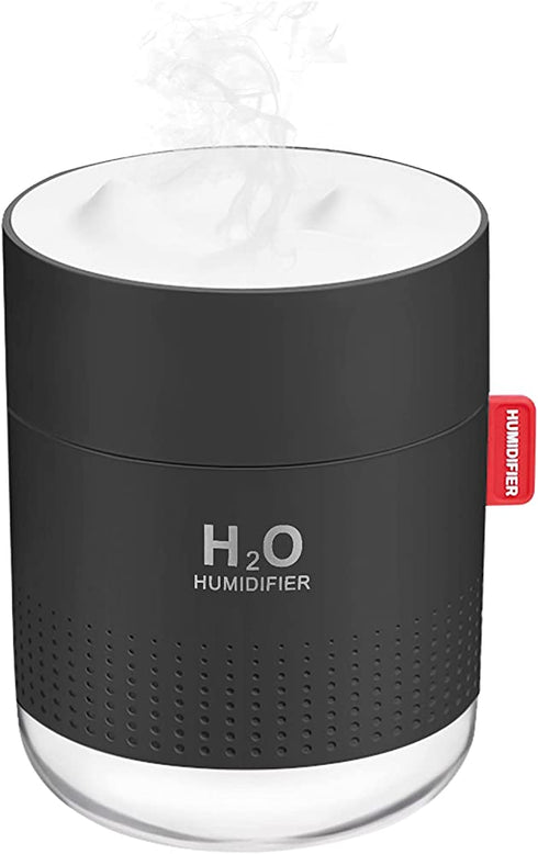 Portable Mini Humidifier, 500ml Small Cool Mist Humidifier, USB Personal Desktop Humidifier for Baby Bedroom Travel Office Home, Auto Shut-Off, 2 Mist Modes, Super Quiet (Black)