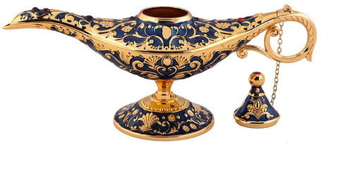 Gusnilo Legend Aladdin Magic Genie Light Lamp Pot Classic Silver(Golden Blue)