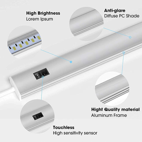 ASOKO LED Under Cabinet Lighting, Hand Wave Activated, Dimmable LED Counter Light, LED Light Bar, USB Powered LED Closet Light,with Plug (1PACK, Cool White?