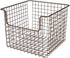 mDesign Metal Wire Food Storage Basket Organizer with Front Dip Opening for Organizing Kitchen Cabinets, Pantry Shelf, Bathroom, Laundry Room, Closets, Garage - Bronze