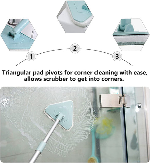 balacoo Shower Scrubber for Cleaning, Extendable Long Lightweight Handle Detachable Bristles Scrub Brush for Cleaning Bathtub Shower Bathroom