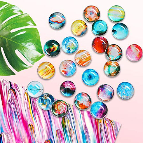 Ceramic Magnets for Craft Fridge Refrigerator Magnets with Transparent Glass Cabochons Round Disc Ferrite Ceramic Magnets for DIY Fridge Craft Making Magnet with Adhesive Backing