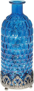 Vintage Style Glass Bottle Lamp with LED Lights, 8" (Blue)