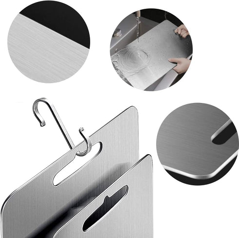 Acescen Stainless Steel Cutting Board for Kitchen Fruit Choping Non-slip Easy Grip Board Heavy Duty Cut double-Sided Boards with Handle for Vegetables Meat Cheese 18.1 x 11.8in