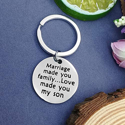 Son in Law Keychain Gifts Marriage Made You Family Love Made You My Son Keychain Son in Law Birthday Gifts Christmas Gift Wedding Gifts for Son in Law Groom to Be