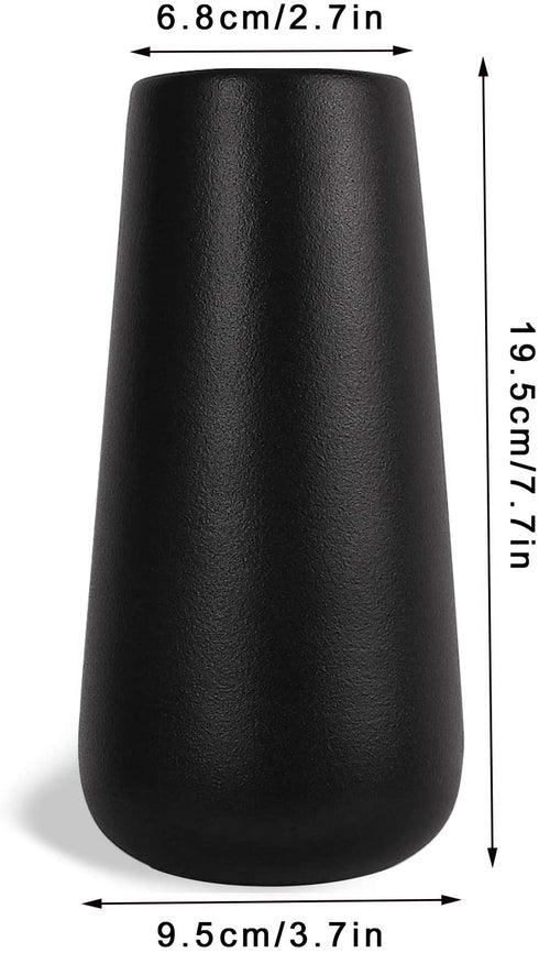 SANFERGE Ceramic Flower Vase for Home Décor Office Decoration, 8 Inch, Black