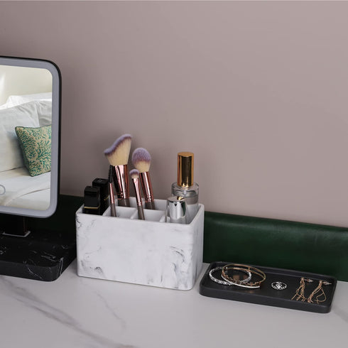 zccz Toothbrush Holder, Marble Look Electric Toothbrush and Toothpaste Holder Stand Bathroom Organizer for Toothbrush, Toothpaste, Dental Floss, Razor, Comb, Makeup Brushes and More