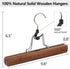 AMKUFO 12 Pack Wooden Pants Hangers with Clips Non Slip Skirt Hangers Walnut Trouser Clamp Hanger Solid Wood Hanger with 360° Swivel Hook